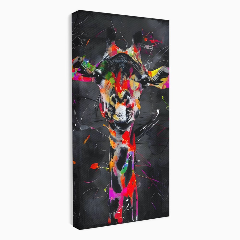 Tablou canvas cu tablou canvas cu girafa multicolor, fara rama, pe sasiu de lemn